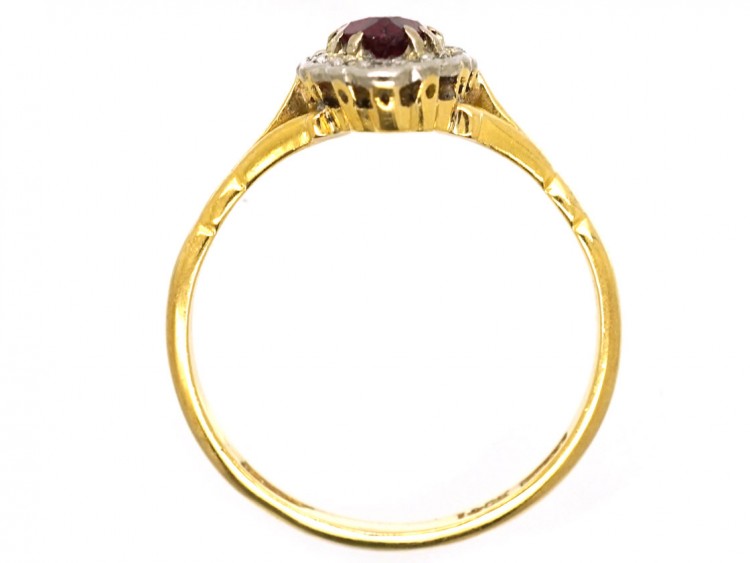 Edwardian 18ct Gold, Diamond & Ruby Marquise Ring