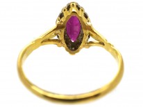 Edwardian 18ct Gold, Diamond & Ruby Marquise Ring