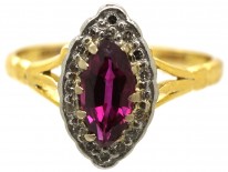 Edwardian 18ct Gold, Diamond & Ruby Marquise Ring