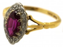 Edwardian 18ct Gold, Diamond & Ruby Marquise Ring