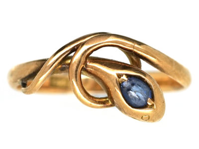 Edwardian Snake Ring Set With a Sapphire Edwardian Snake Ring Set With a Sapphire