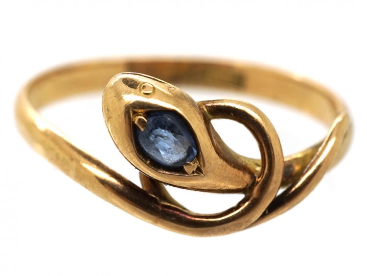 Edwardian Snake Ring Set With a Sapphire