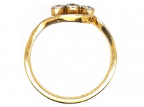Edwardian 18ct Gold & Platinum, Three Stone Diamond Crossover Ring
