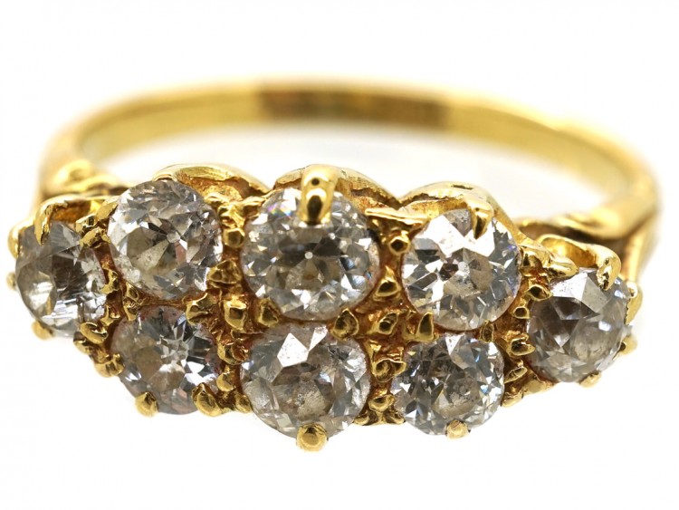 Victorian 18ct Gold & Diamond Boat Shaped Ring