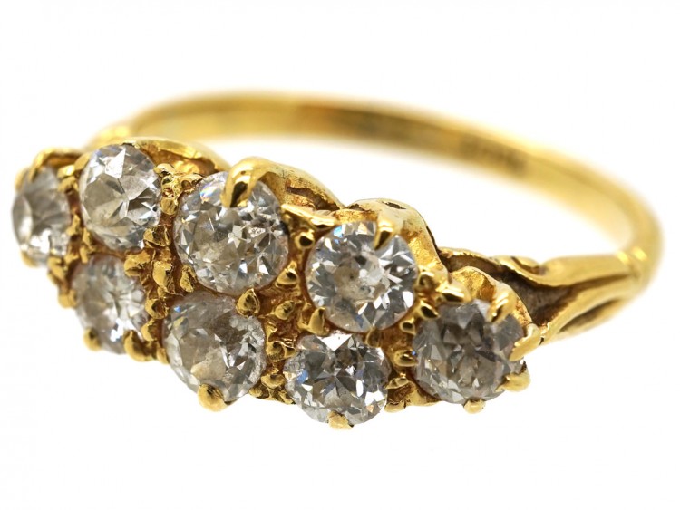Victorian 18ct Gold & Diamond Boat Shaped Ring