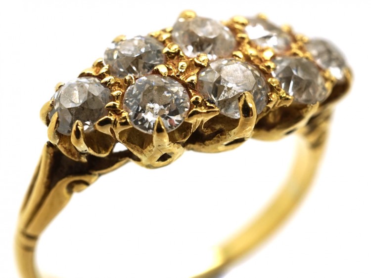Victorian 18ct Gold & Diamond Boat Shaped Ring