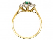 18ct Gold, Emerald & Diamond Flower Ring