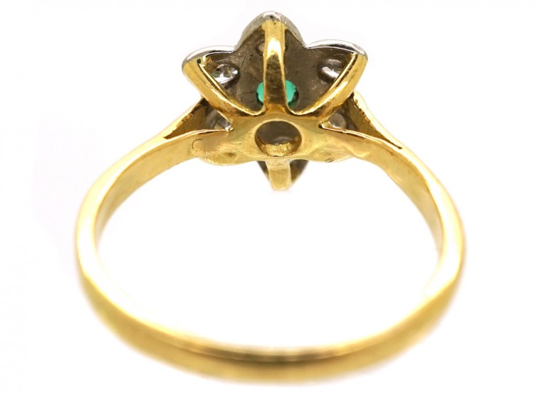 18ct Gold, Emerald & Diamond Flower Ring