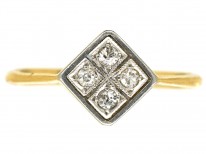 Art Deco 18ct Gold & Platinum Diamond Shaped Diamond Ring
