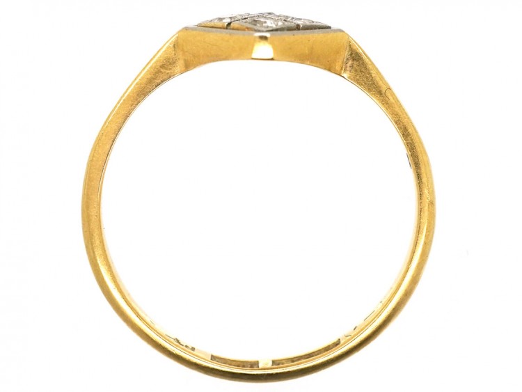 Art Deco 18ct Gold & Platinum Diamond Shaped Diamond Ring