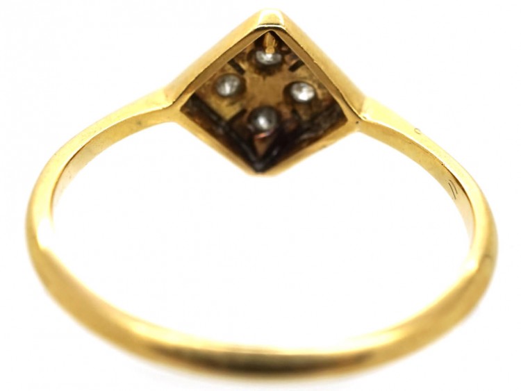 Art Deco 18ct Gold & Platinum Diamond Shaped Diamond Ring
