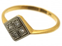 Art Deco 18ct Gold & Platinum Diamond Shaped Diamond Ring