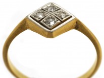 Art Deco 18ct Gold & Platinum Diamond Shaped Diamond Ring