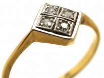 Art Deco 18ct Gold & Platinum Diamond Shaped Diamond Ring