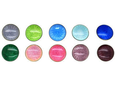 Art Deco Silver & Enamel Set of Buttons in Original Case by Marius Hammer