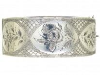 Silver Bangle With Engraved Flower Motif