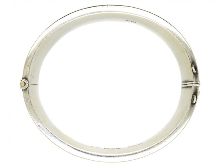 Silver Bangle With Engraved Flower Motif