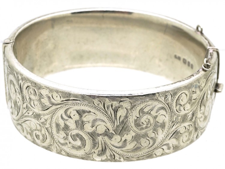 Silver Engraved Bangle