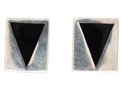 Modernist Silver & Onyx Cufflinks