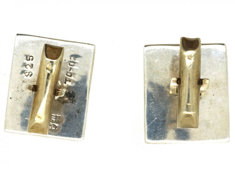 Modernist Silver & Onyx Cufflinks