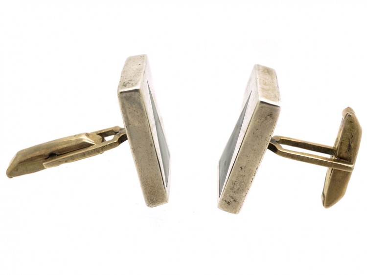 Modernist Silver & Onyx Cufflinks