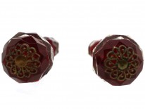 Large Art Deco Red & White Paste Earrings