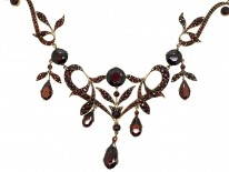 Art Nouveau Triple Drop Garnet Necklace