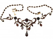 Art Nouveau Triple Drop Garnet Necklace