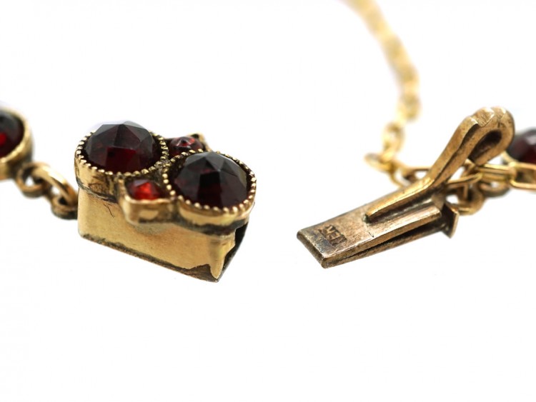 Art Nouveau Triple Drop Garnet Necklace