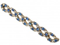 Art Deco Silver, Blue & White Paste Twist Brooch