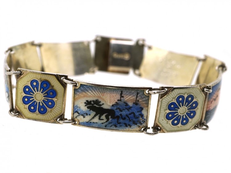 Silver & Enamel Scandinavian Scenes Bracelet by Ottar Hval