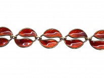 Silver & Red Enamel Bracelet by David Andersen