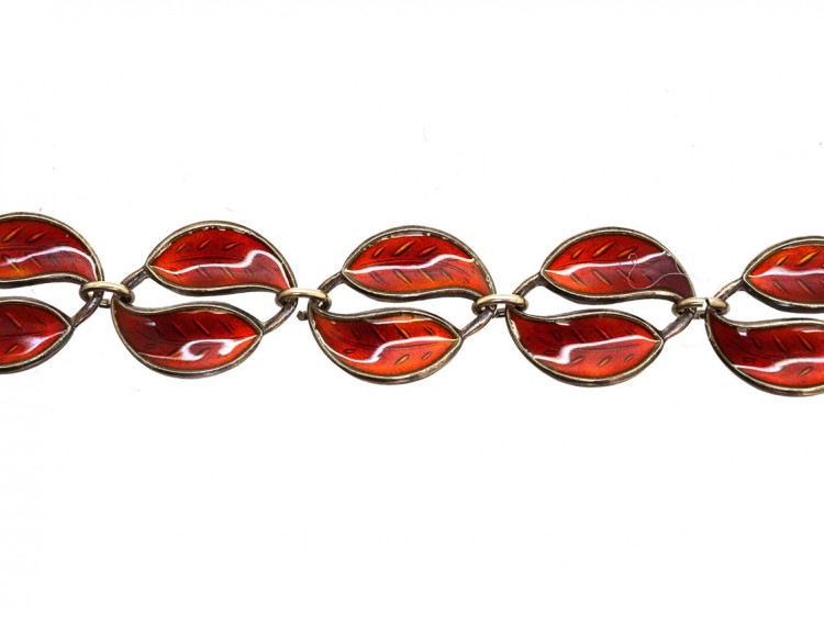 Silver & Red Enamel Bracelet by David Andersen