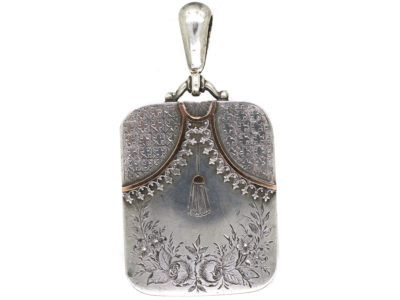 Victorian Rectangular Silver & Gold Overlay Locket