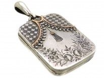 Victorian Rectangular Silver & Gold Overlay Locket
