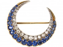 Victorian Sapphire & Diamond Crescent Brooch
