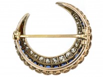 Victorian Sapphire & Diamond Crescent Brooch