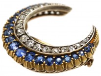 Victorian Sapphire & Diamond Crescent Brooch