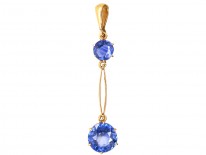 Art Deco 18ct Gold Sapphire Double Drop Pendant