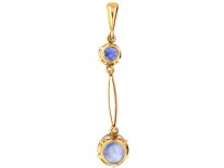 Art Deco 18ct Gold Sapphire Double Drop Pendant