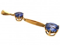 Art Deco 18ct Gold Sapphire Double Drop Pendant