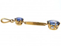 Art Deco 18ct Gold Sapphire Double Drop Pendant