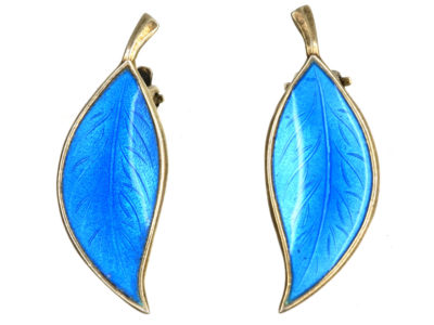 Silver & Blue Enamel Earrings by Bjerring Brothers