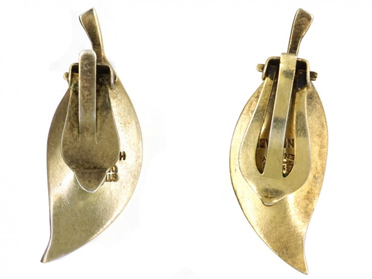 Silver & Blue Enamel Earrings by Bjerring Brothers