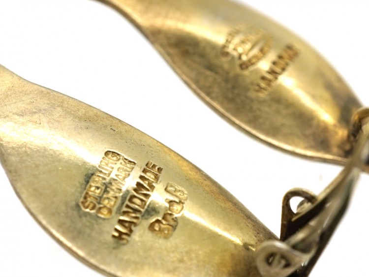 Silver & Blue Enamel Earrings by Bjerring Brothers