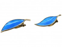 Silver & Blue Enamel Earrings by Bjerring Brothers