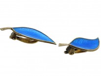 Silver & Blue Enamel Earrings by Bjerring Brothers