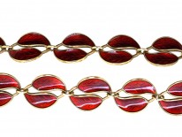 Silver & Red Enamel Necklace by David Andersen