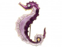Silver Gilt & Enamel Sea Horse Brooch by David Andersen