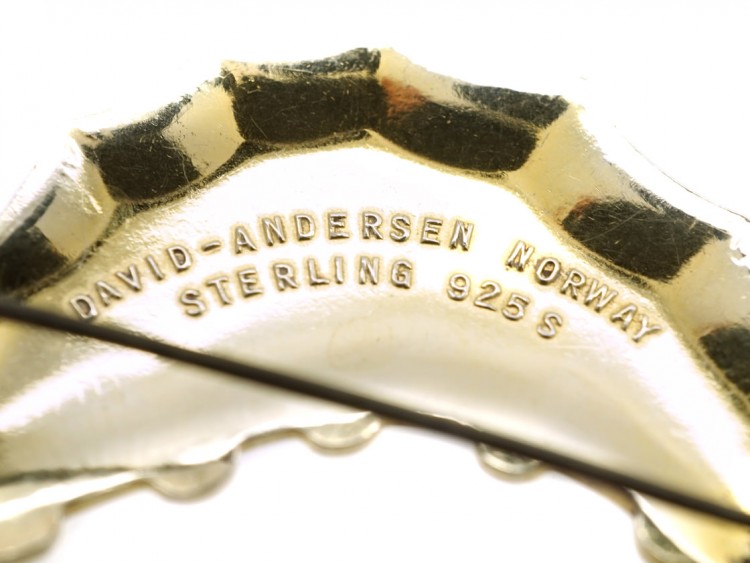 Silver Gilt & Enamel Sea Horse Brooch by David Andersen